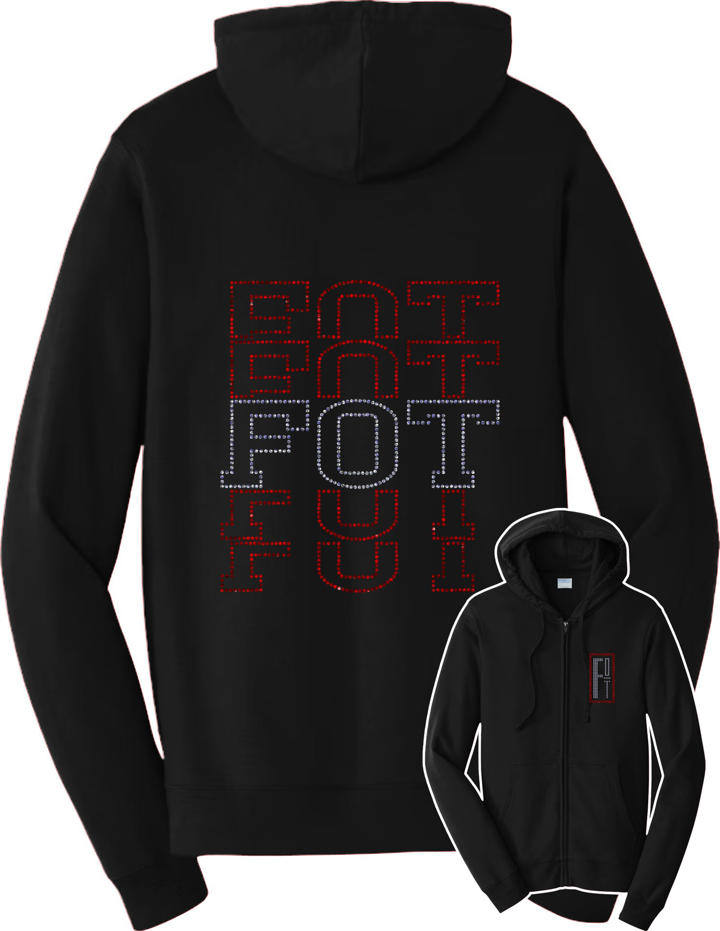 FOT Stacked on Black Hoodie, Crewneck, or Zip Up