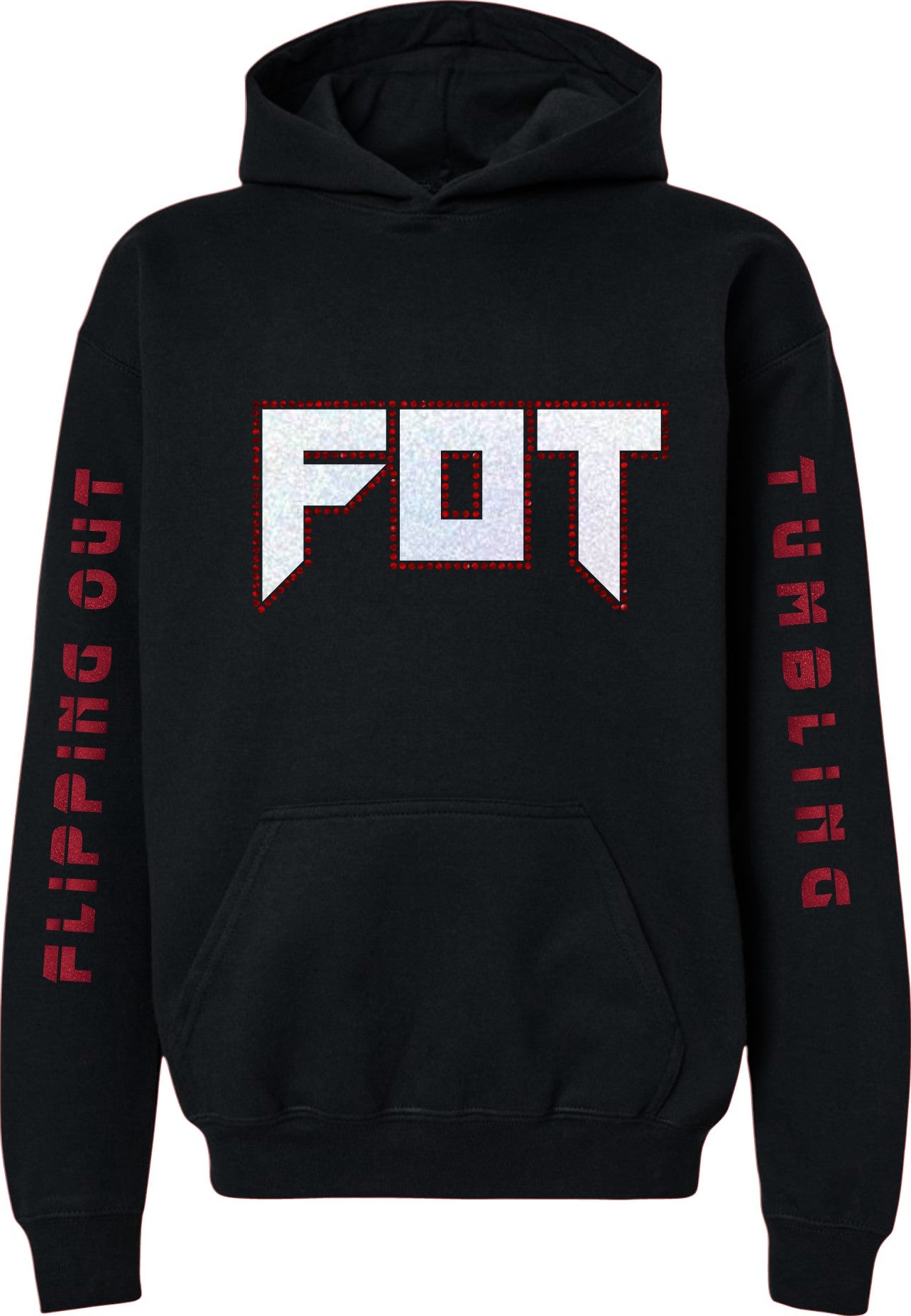 FOT Slay Blinged Out White and Red on Black Hoodie or Crewneck