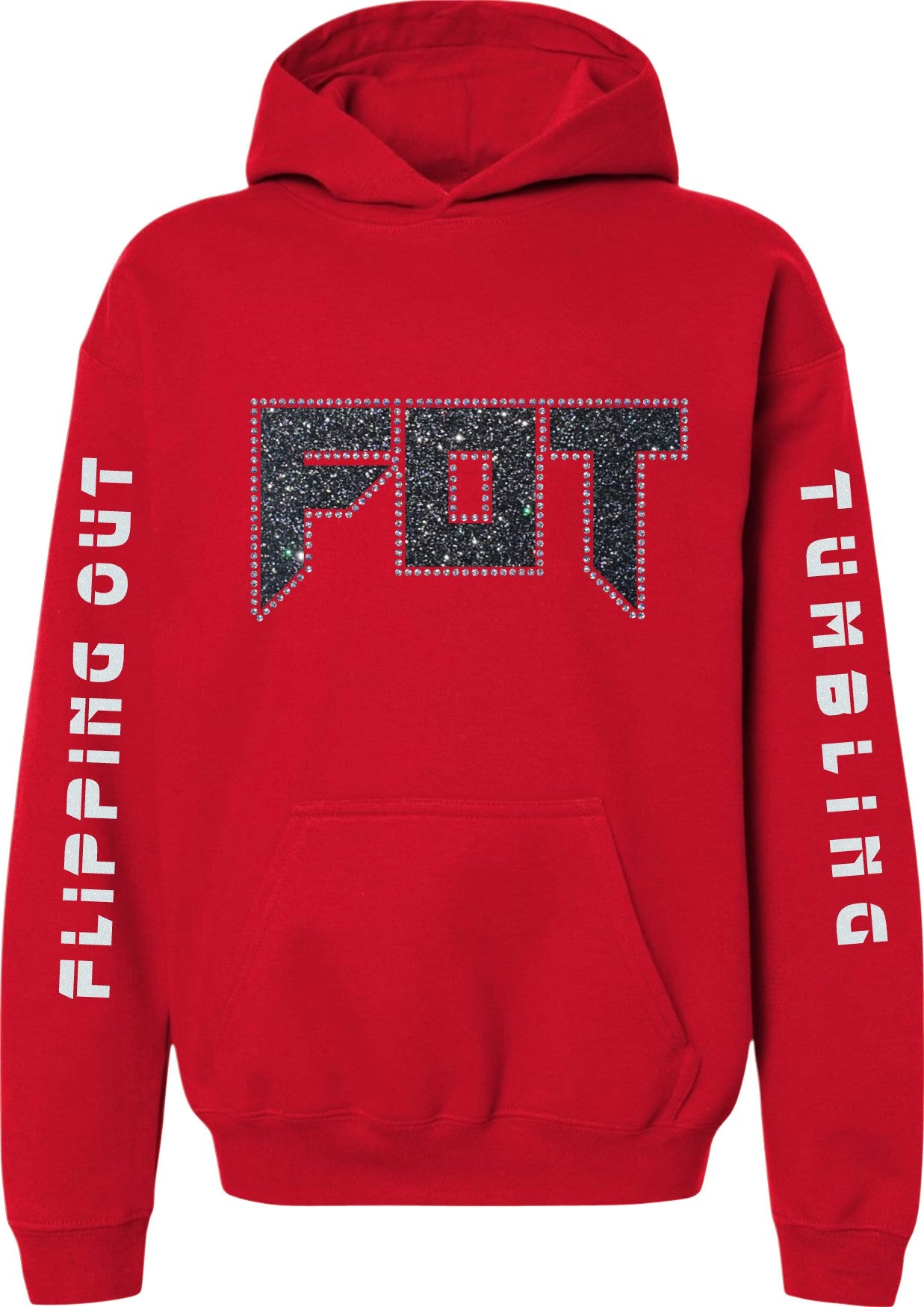 FOT Slay Blinged Out Black on Red Hoodie or Crewneck
