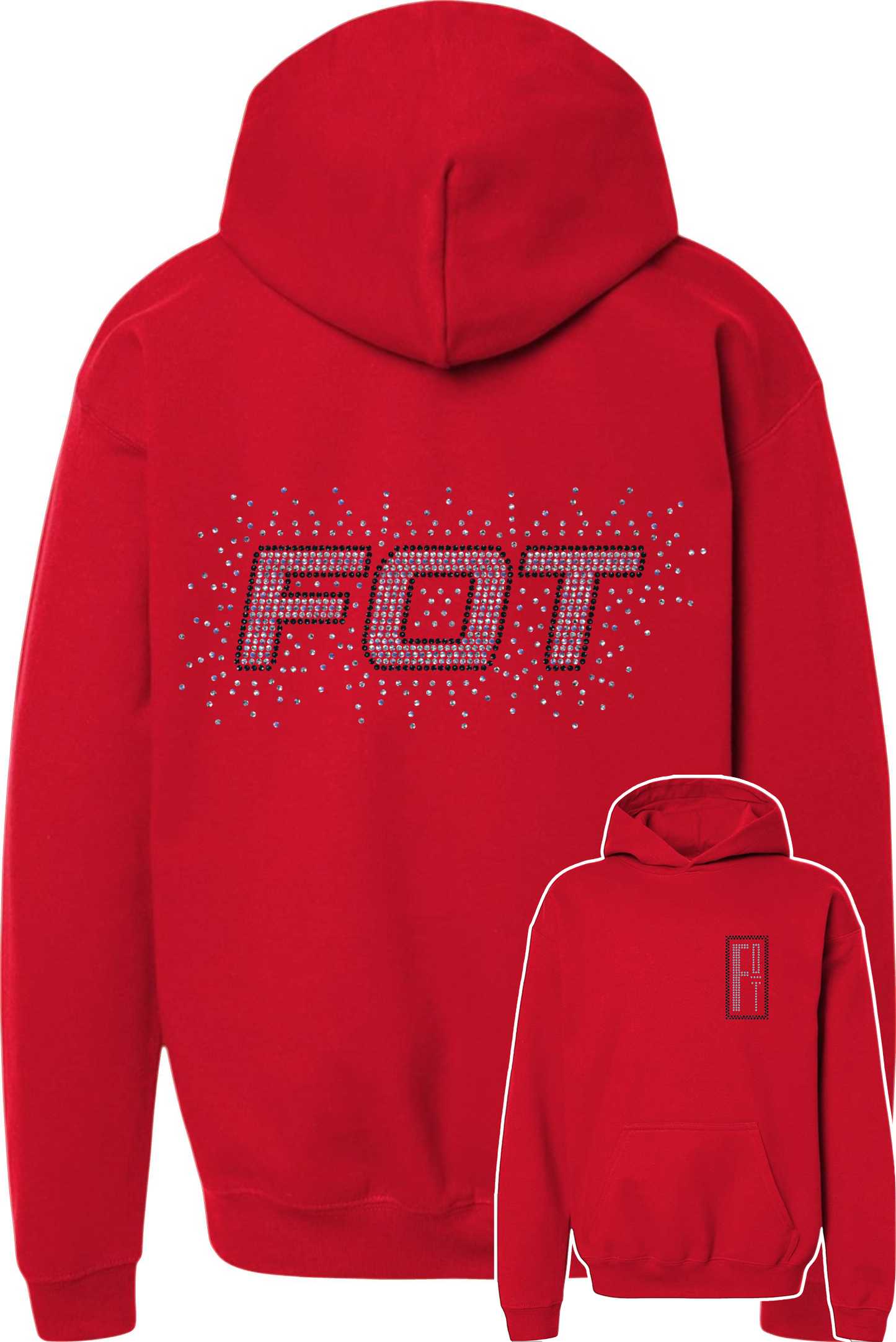 FOT Blinging Silver and Black on Red Hoodie, Crewneck, or Zip Up