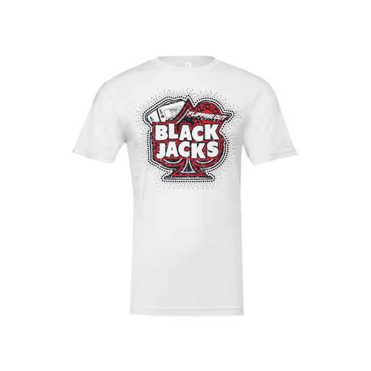 Blackjacks Logo Tee Glitter with Rhinestones [Black, Red, or White]