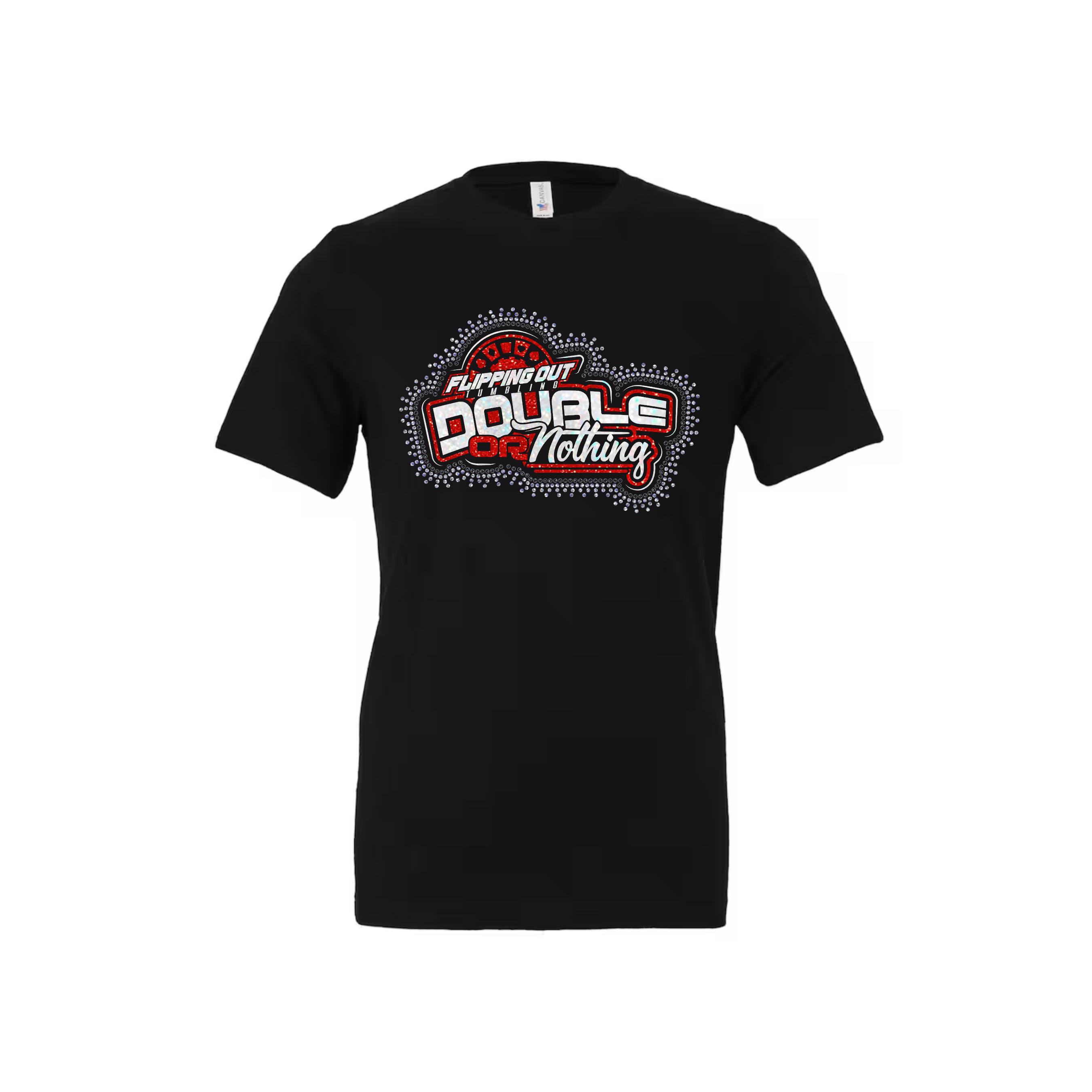 Double or Nothing Logo Tee Glitter with Rhinestones [Black, Red, or White]