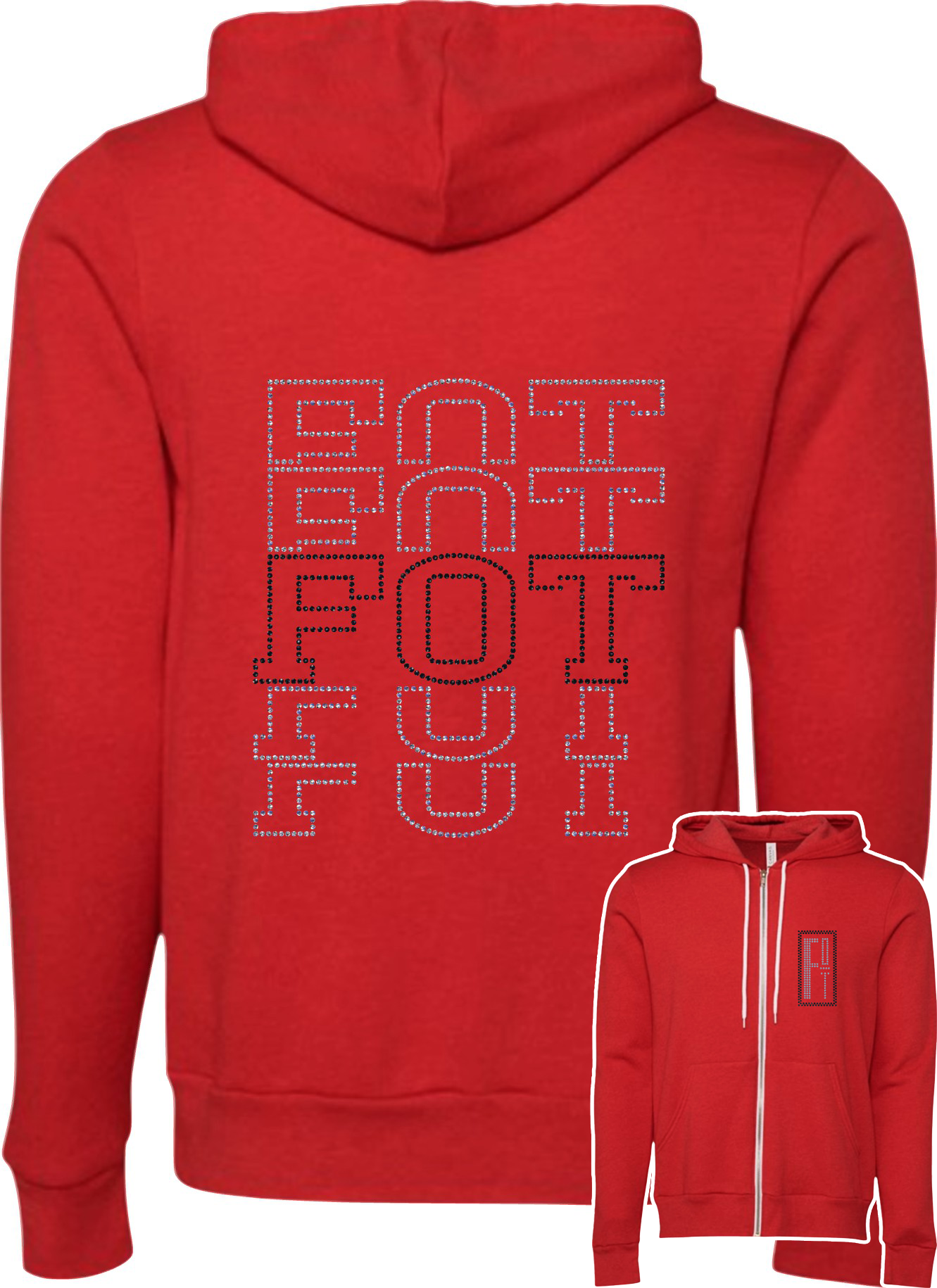 FOT Stacked on Red Hoodie, Crewneck, or Zip Up