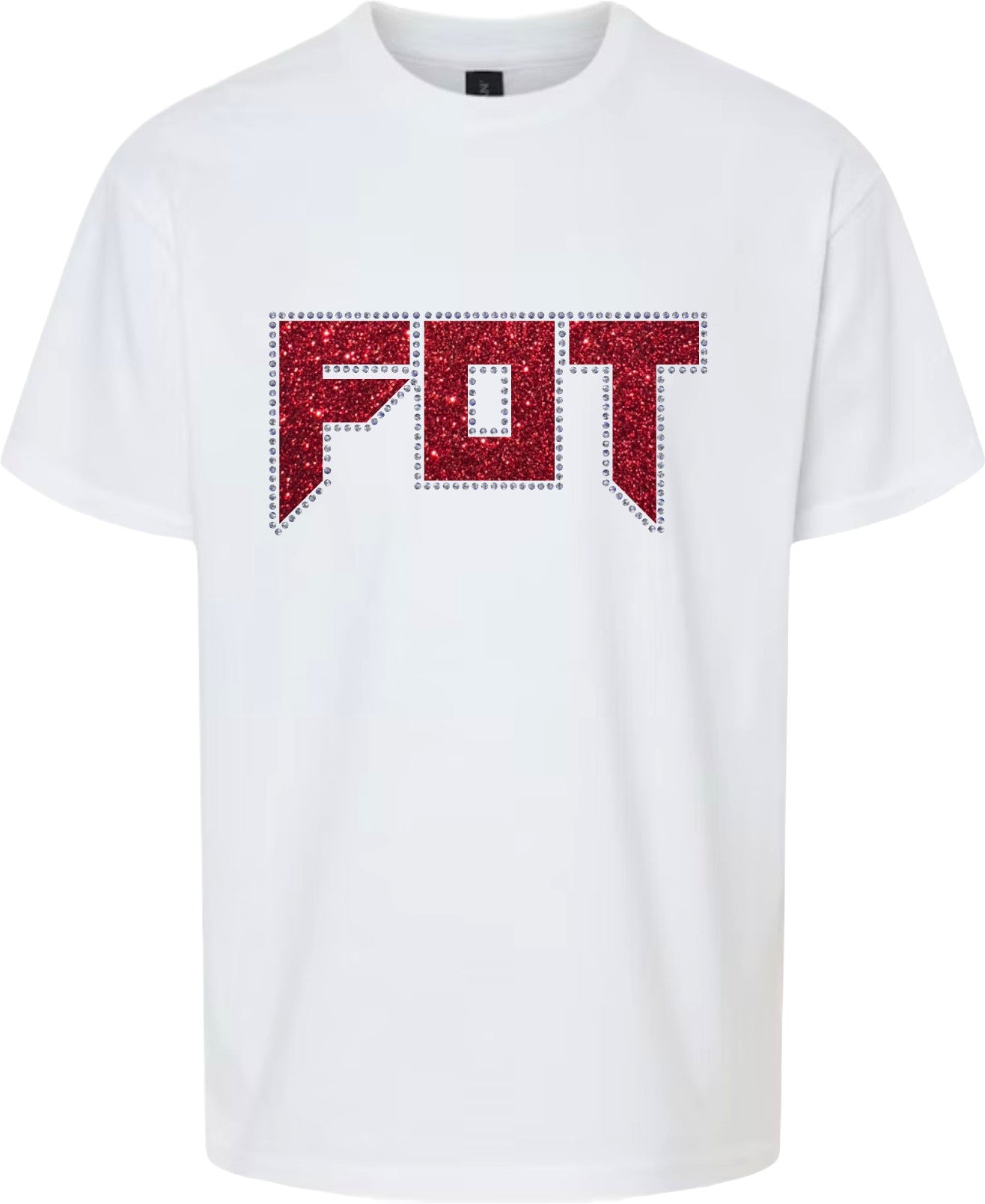 FOT Slay Blinged Out Red on White Tee