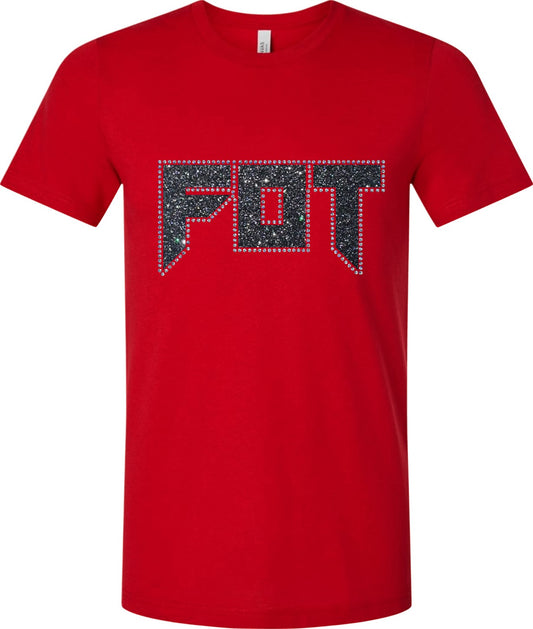 FOT Slay Blinged Out Black on Red Tee