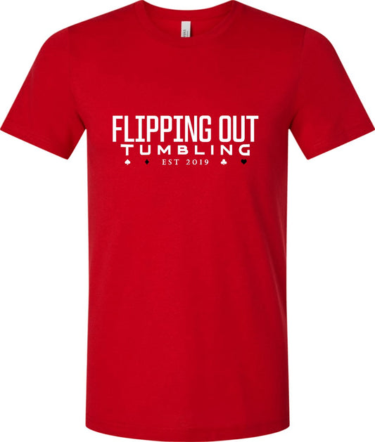 Flipping Out Tumbling Est 2019 on Red Tee