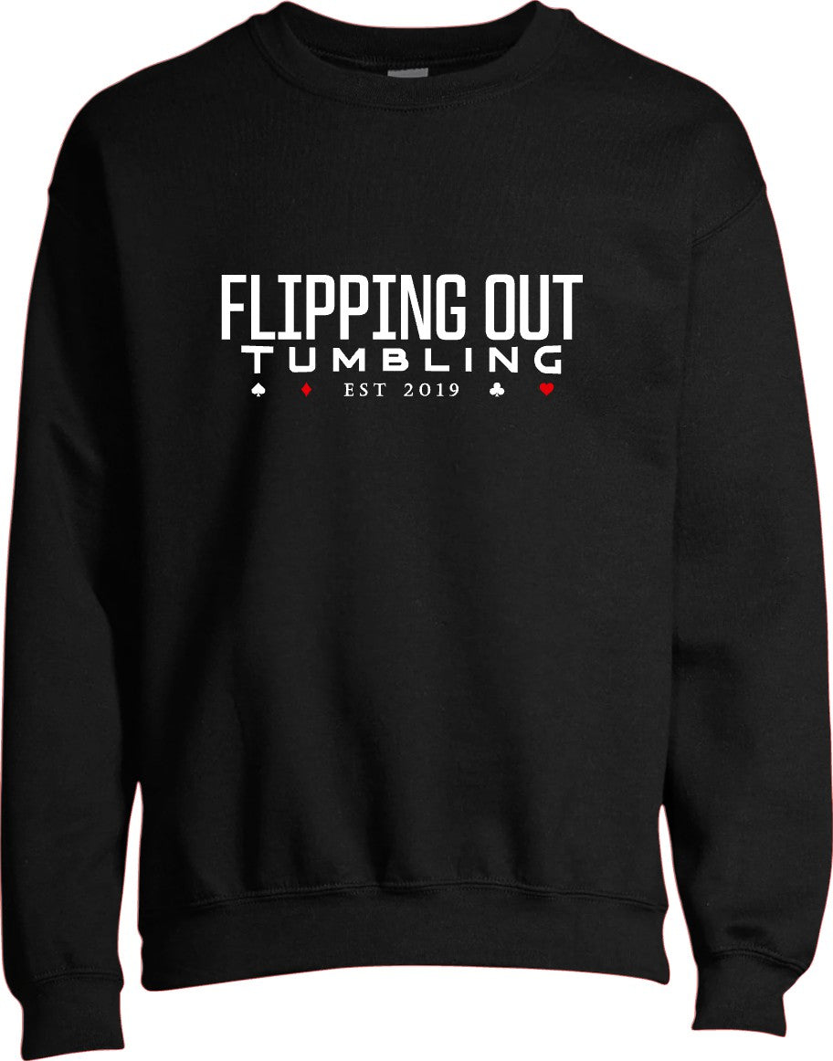 Flipping Out Tumbling Est 2019 on Black Hoodie or Crewneck