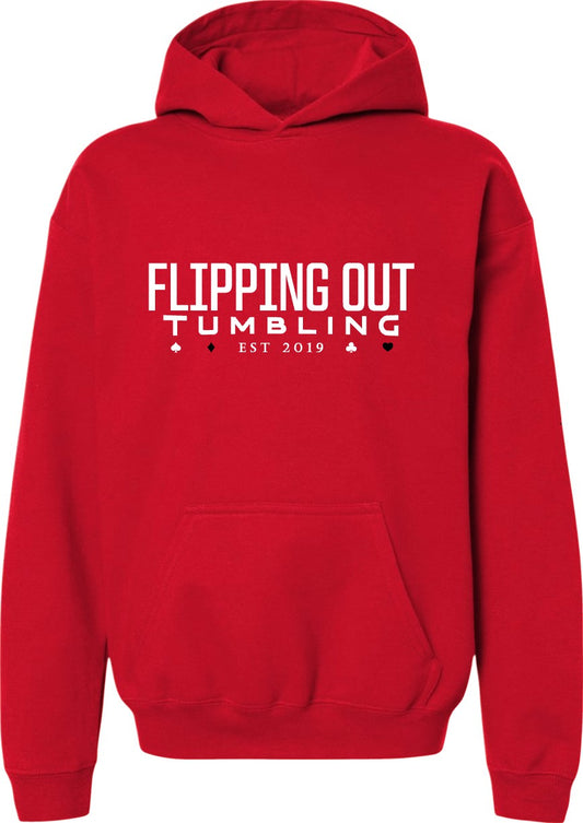 Flipping Out Tumbling Est 2019 on Red Hoodie or Crewneck