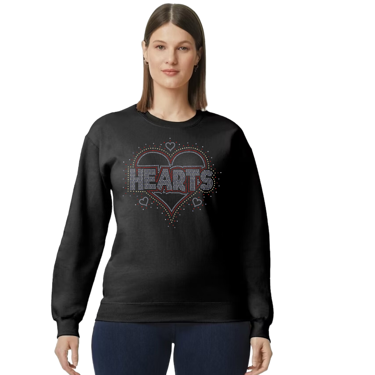 Hearts Blinged Out Hoodie, Crewneck, or Tee