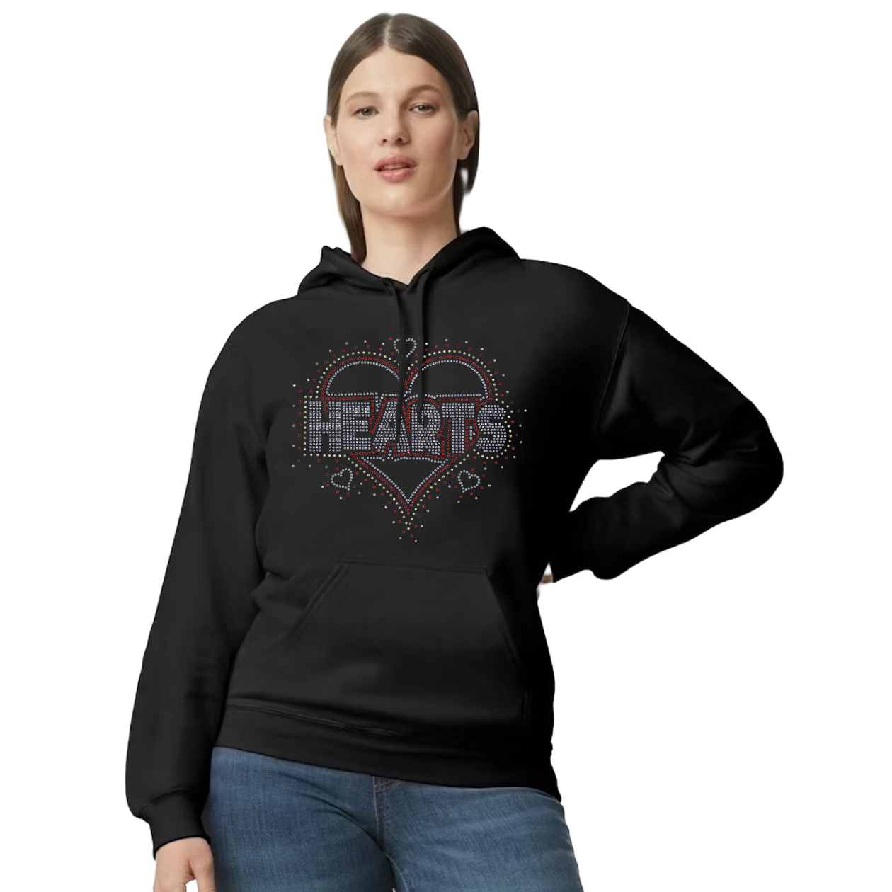 Hearts Blinged Out Hoodie, Crewneck, or Tee