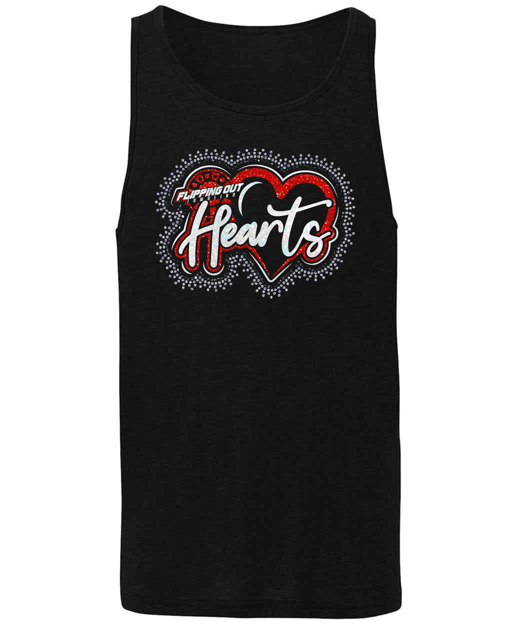 Hearts Logo Glitter with Rhinestones [Black, Red, or White]