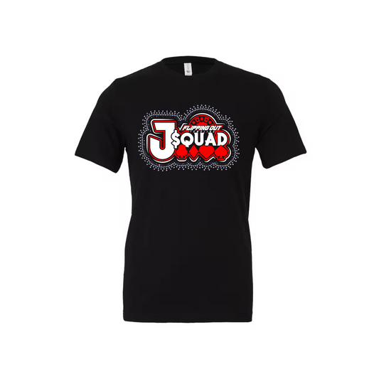 J$quad Logo Tee Regular with Rhinestones [Black, Red, or White]