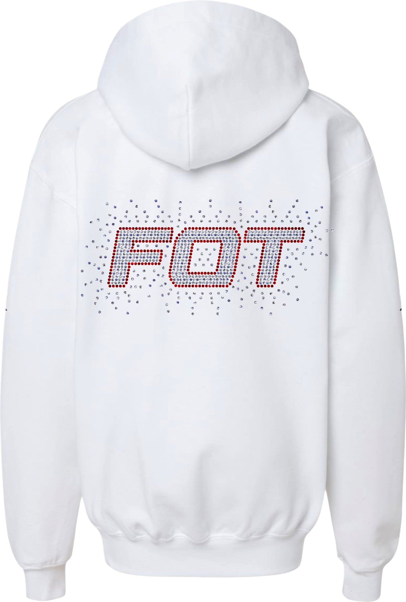 FOT Blinging Red and Silver on White Hoodie, Crewneck, or Zip Up