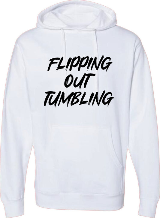 Flipping Out Tumbling Fierce Black on White Hoodie or Crewneck