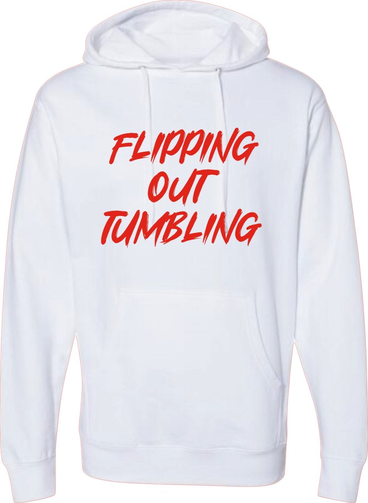 Flipping Out Tumbling Fierce Red on White Hoodie or Crewneck