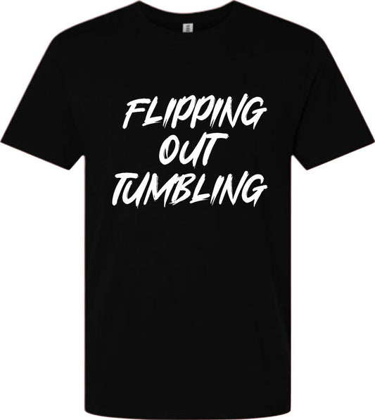 Flipping Out Tumbling Fierce on Black Tee