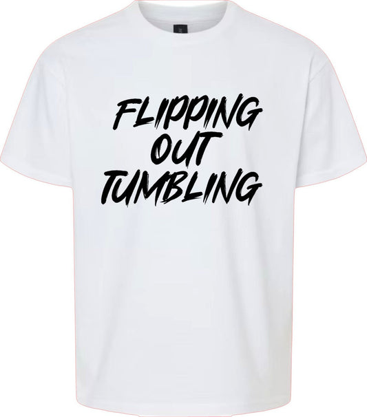 Flipping Out Tumbling Fierce Black on White Tee