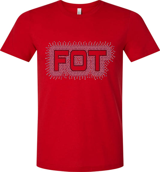 FOT Simple Scatter Black and Silver on Red Tee