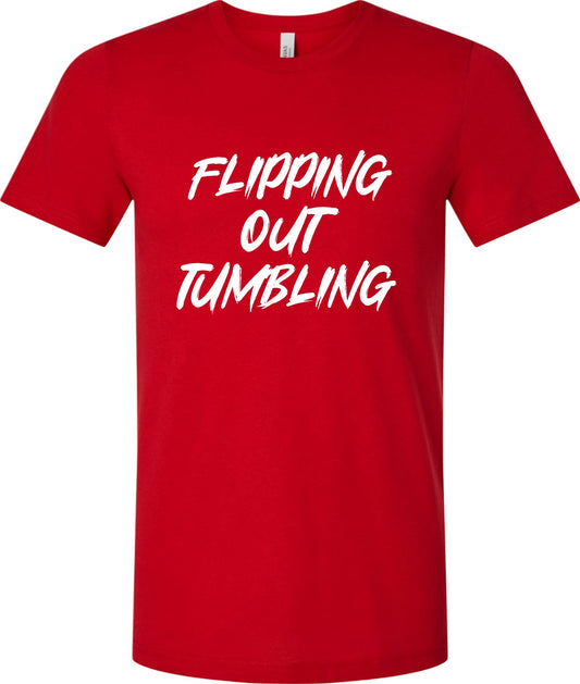 Flipping Out Tumbling Fierce White on Red Tee