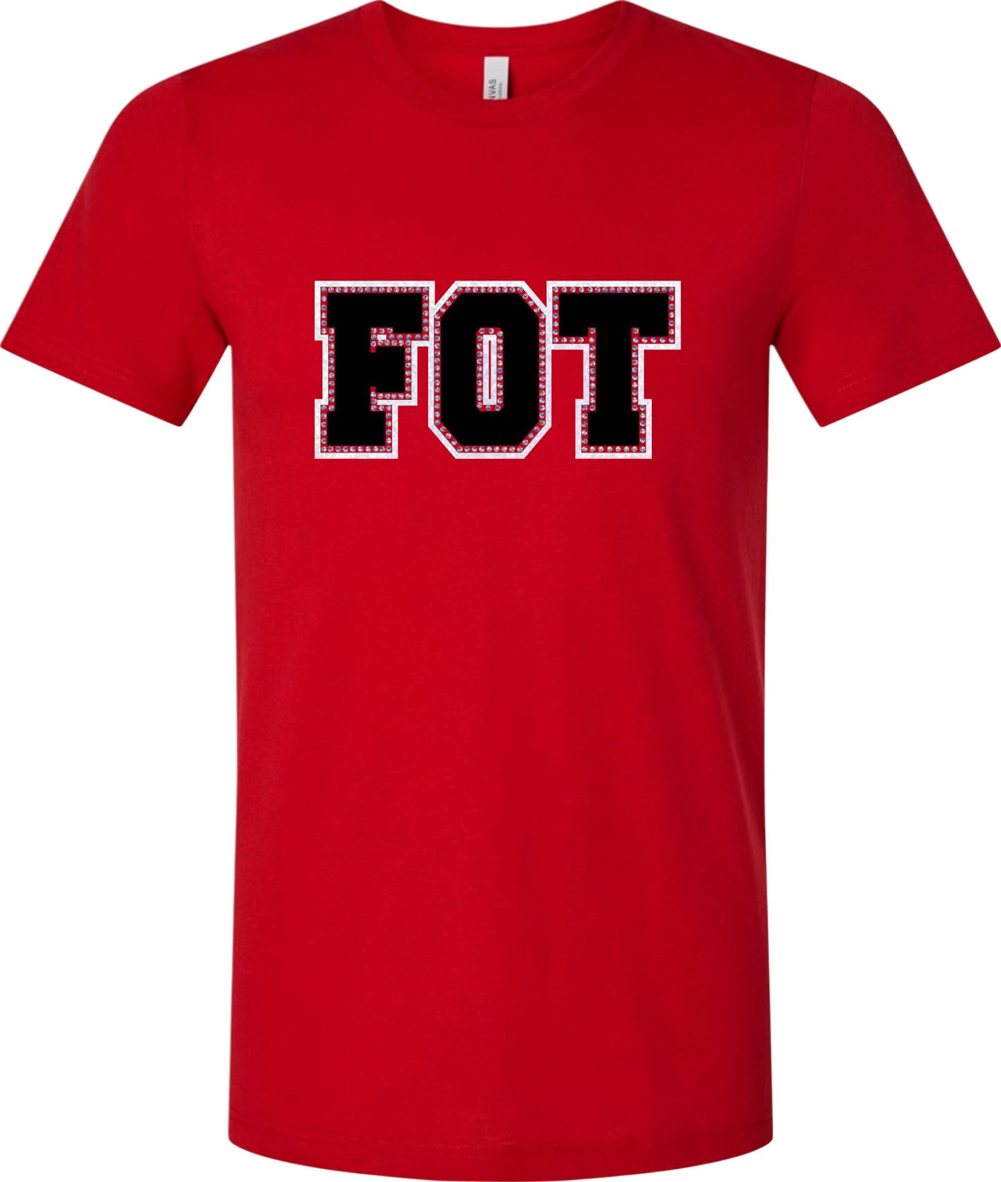 FOT Varsity Rhinestones on Red Tee