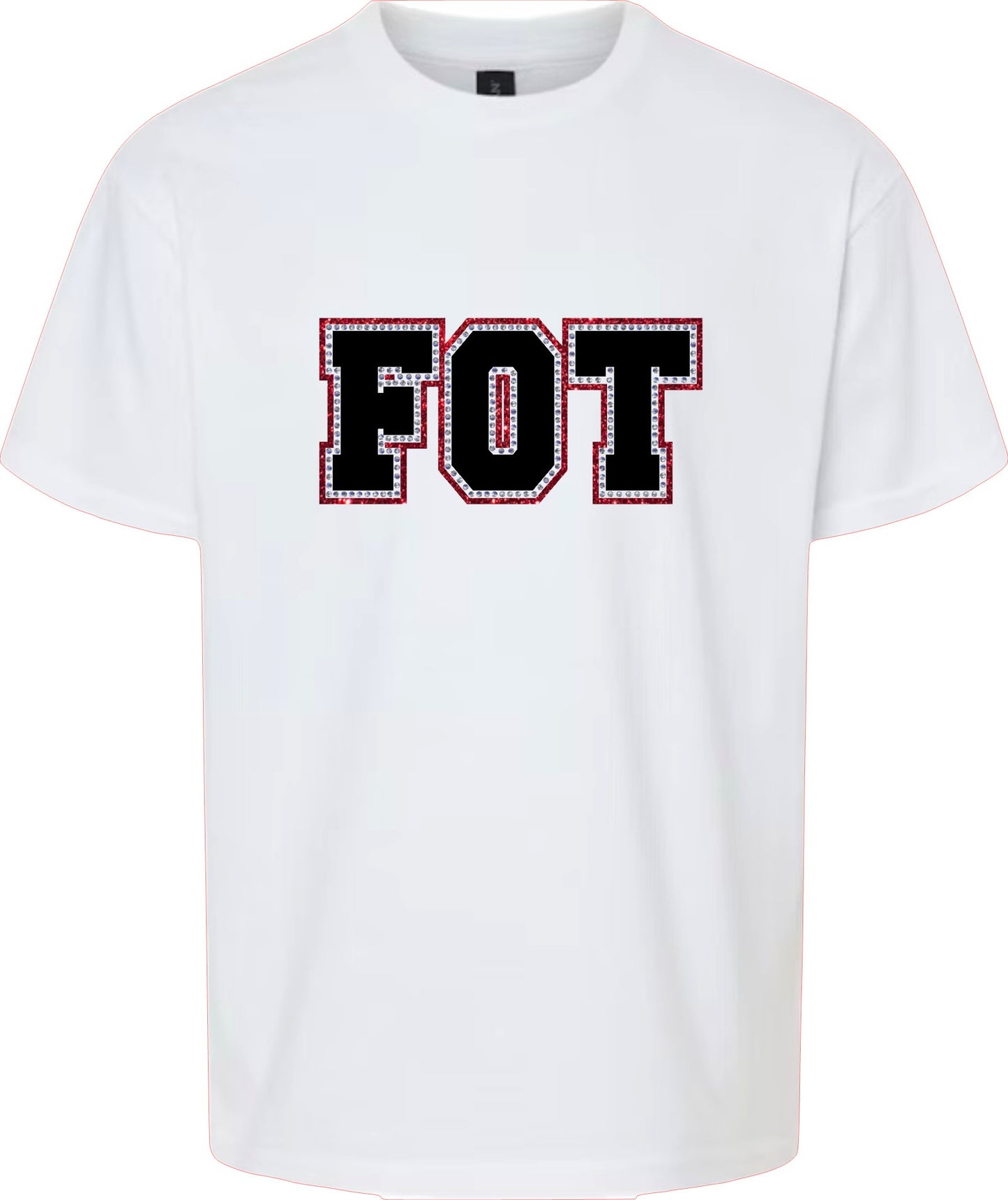 FOT Varsity Rhinestones on White Tee