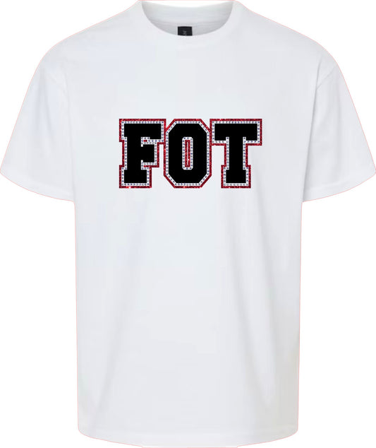 FOT Varsity Rhinestones on White Tee